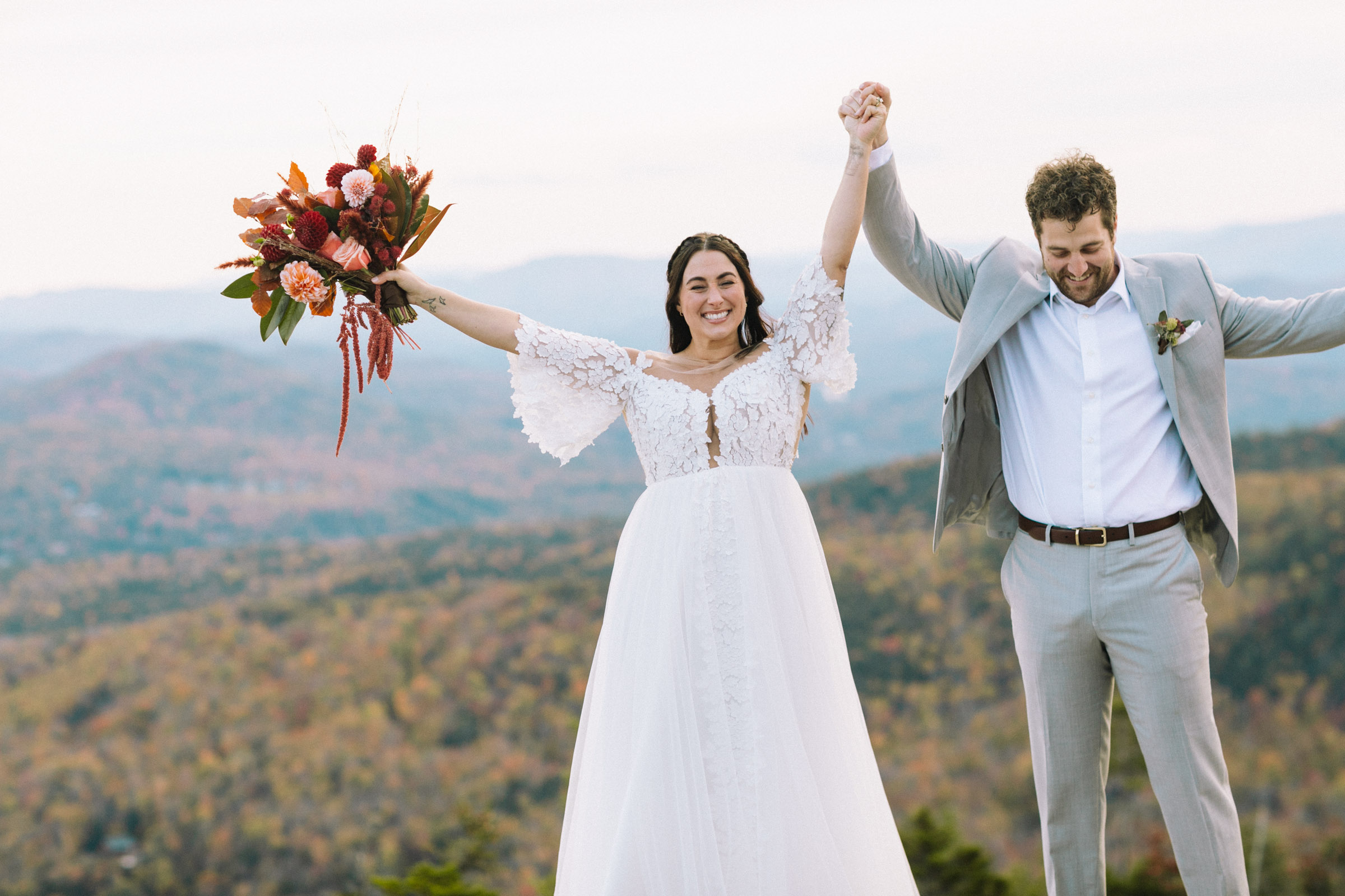Bride and groom celebrate their union on their elopement day